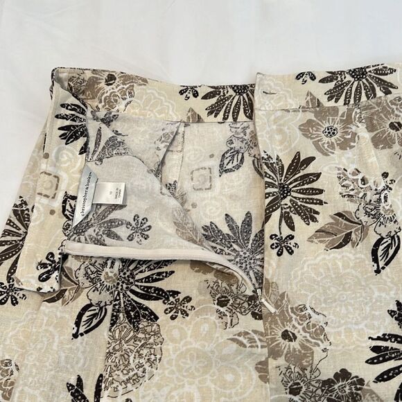 Christopher & Banks sz10 Aline brown/tan/cream flowered back zip skirt w/pockets - Picture 9 of 12